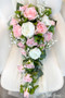 Pink and White Bridal Cascade Bouquet| Wedding Bouquets