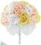 Pink + White + Yellow Rose Bouquet Wedding | Silk Wedding Flowers | Cheap Bridal Bouquets | Bridesmaid Bouquets | Artificial Wedding Bouquets (Two Dozen Roses)