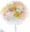 Pink + Yellow + White Rose Bouquet Wedding | Silk Wedding Flowers | Affordable Bridal Bouquets | Artificial Wedding Bouquets (3 Dozen Roses)