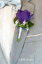 Purple Rose Boutonniere with Babies Breath | Wedding Groom Boutonniere