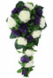 Purple and Ivory Silk Rose Cascade | Artificial Wedding Flowers | Silk Bridal Bouquet | Wedding Bouquets
