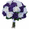 Purple & Ivory Garden Rose Stem Fake Flower Bouquet - Silk Wedding Flowers -Artificial Wedding Bouquets (large)
