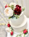 Red and Ivory Flower Cake Toppers- TheBridesBouquet