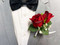 Red Rose + Babies Breath Double Boutonniere for Wedding | Groom Boutonniere