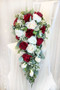 Red and Ivory Rose Cascade | Artificial Wedding Flowers | Silk Bridal Bouquet | Wedding Bouquets