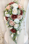 Terracotta + Champagne + Ivory Cascade Bouquet | Silk Bridal Bouquet