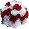 Red + Pink + Ivory Silk Garden Rose Stems- artificial wedding bouquets - silk wedding flowers (large)
