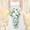 White Silk Rose Cascade | Artificial Wedding Flowers | Silk Bridal Bouquet | Wedding Bouquets