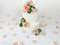 Set of 3 Coral Wedding Cake Flowers + Matching Rose Petals | Wedding Cake Topper |