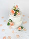 Set of 3 Coral Wedding Cake Flowers + Matching Rose Petals | Wedding Cake Topper |