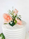 Set of 3 Coral Wedding Cake Flowers + Matching Rose Petals | Wedding Cake Topper |