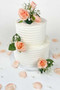 Set of 3 Coral Wedding Cake Flowers + Matching Rose Petals | Wedding Cake Topper |