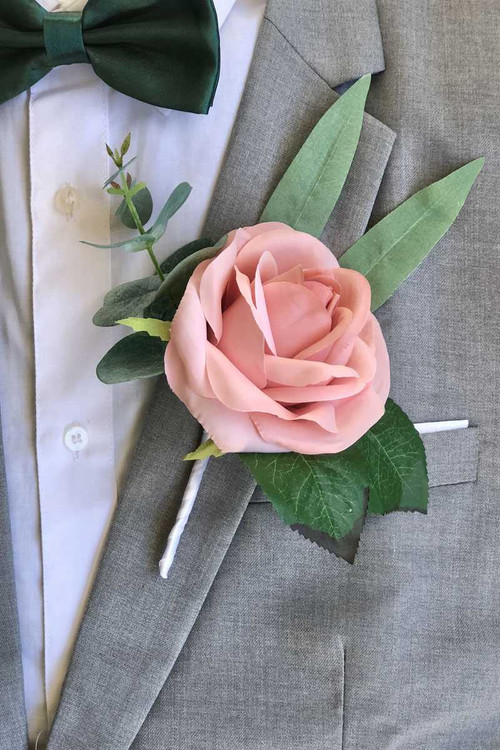 Maoiut 2pcs Dusty Blue Rose Polso Corsage e Boutonniere Set Handmade Sposa Polso Fiore Uomo Boutonniere per Matrimonio Prom Party Decor