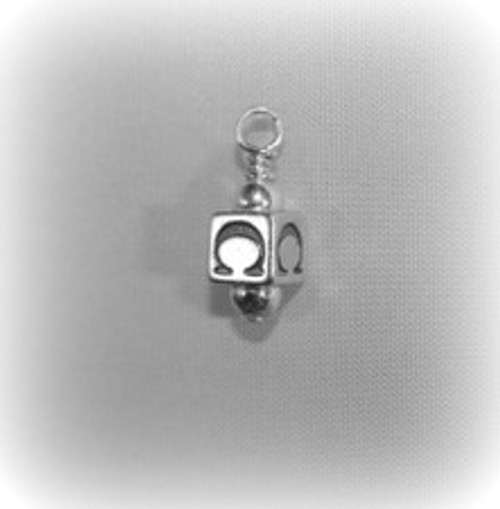 Block Letter "w/ Silver Beads" Drop