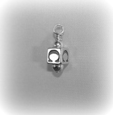 Block Letter "w/ Silver Beads" Drop