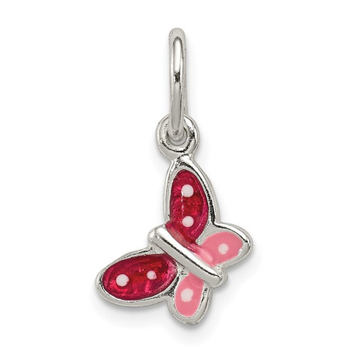 Red & Pink Enamel Butterfly