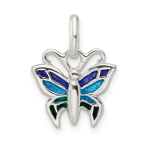 Blue & Black Enamel Butterfly