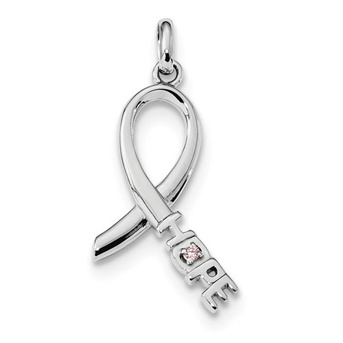 Hope Awareness Ribbon w/pink crystal