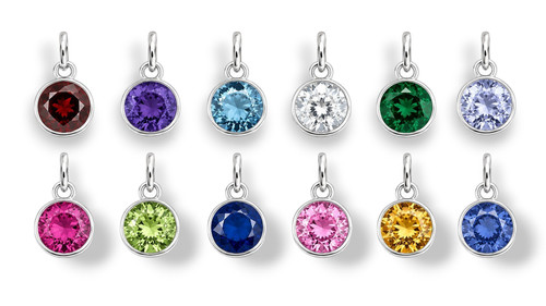 Round CZ Birthstone Charm