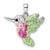 Enamel Pink & Green Hummingbird