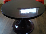 1960`s Tulip Style Large Round Face Table Black Glitter