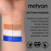 Mehron Setting Powder shown when applied compared to no powder