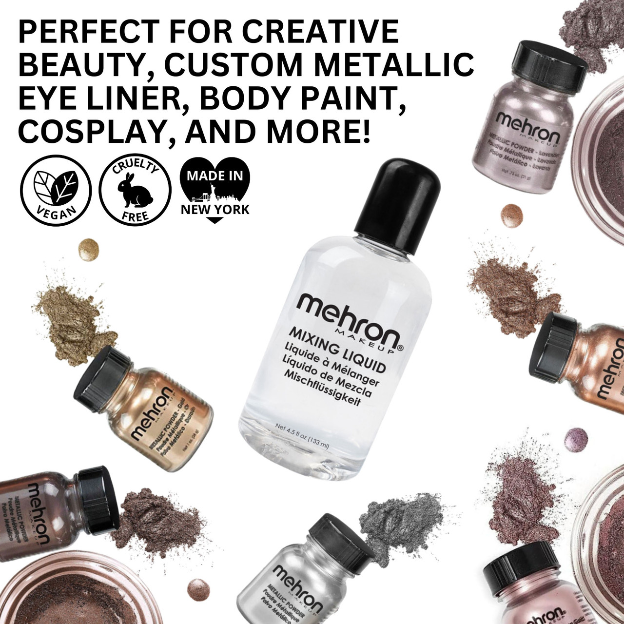 Mehron Makeup Metallic Powder with Mixing Liquid (Copper)