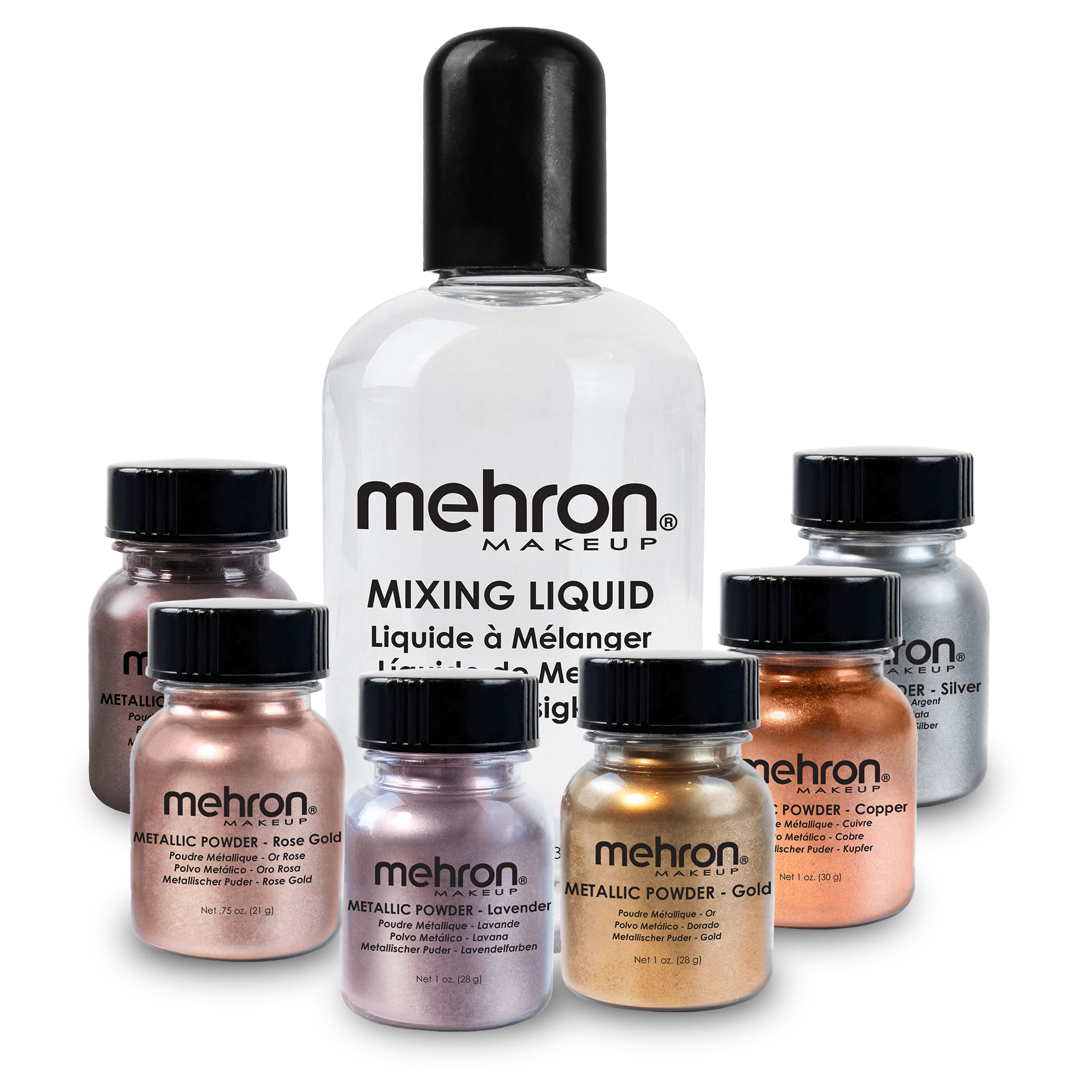 Mehron Makeup Metallic Powder (.17 Ounce) with Mixing Liquid (1 oz) (GOLD)
