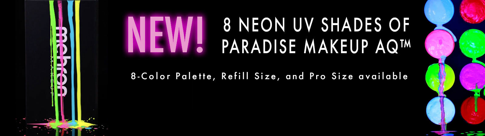 Mehron Paradise Makeup AQ Neon UV Glow 8 Color Palette