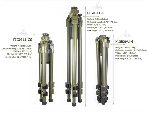 Shadow Tech, LLC PIG0311-G Field Shooting Tripod, OD Green