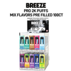 BREEZE PRO 2000 PUFFS MIX FLAVORS COUNTER DISPLAY #4 - 100CT PRE-FILLED