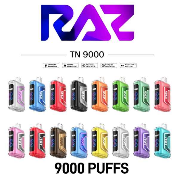 RAZ TN9000 5% NIC 9000 PUFFS RECHARGEABLE DISPOSABLE VAPE - 5CT DISPLAY