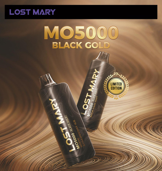 LOST MARY BLACK GOLD EDITION MO5000 DISPOSABLE VAPE 5000 PUFF - 5CT DISPLAY