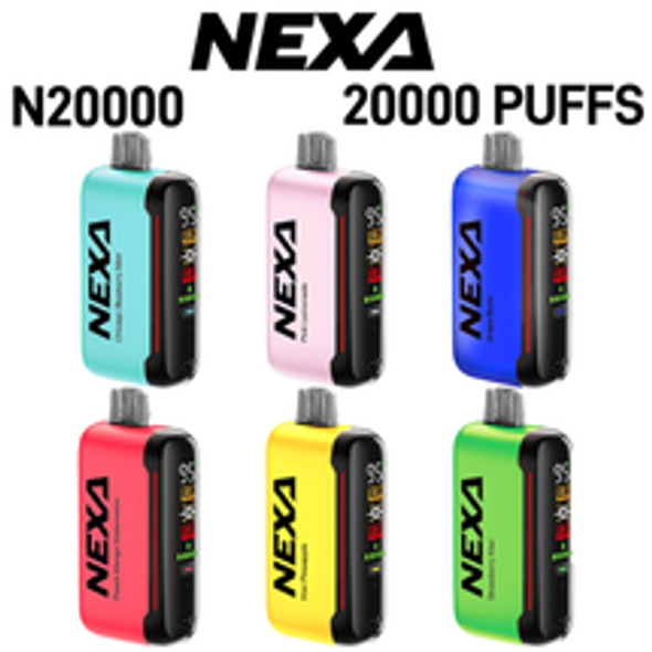 NEXA N20000 20ML 20000 Puffs 800mAh Prefilled Nicotine Salt Rechargeable Disposable Device With Dual Mesh Coil & MEGA Screen