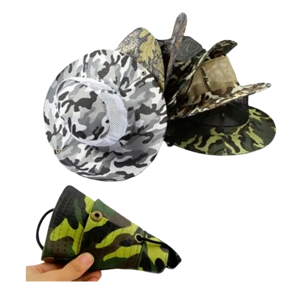 12 Piece Camouflage Mesh Boonie Hats