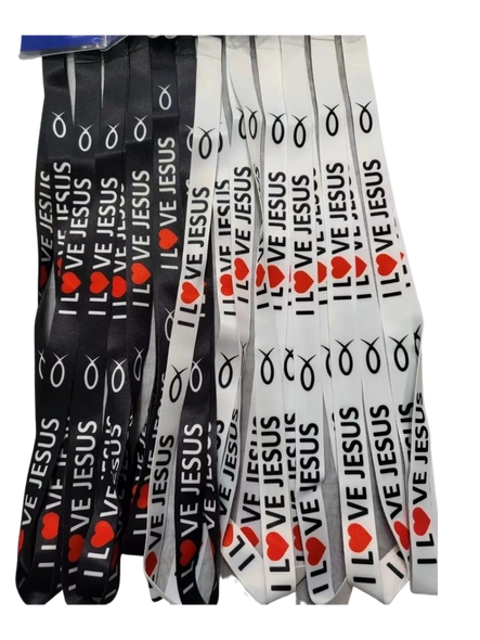 12 I Love Jesus Lanyard Keychain ID Holder