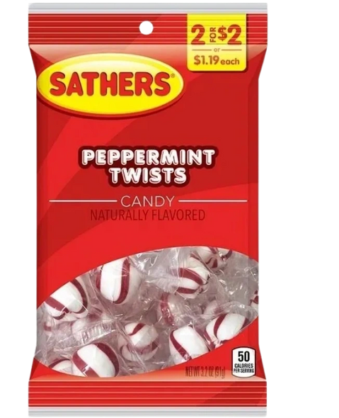 SATHER'S PEPPERMINT TWIST 12CT 3.2 OZ