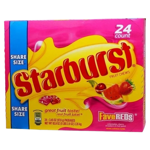 STARBURST 24CT FAVE REDS SHR S - SHARE SIZE FRUIT CHEW