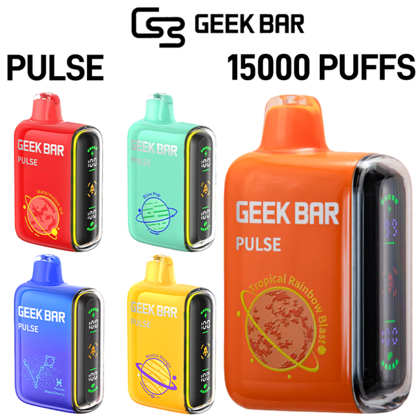 GEEK BAR PULSE 5% NIC 15000 PUFFS RECHARGEABLE DISPOSABLE VAPE - 5CT DISPLAY