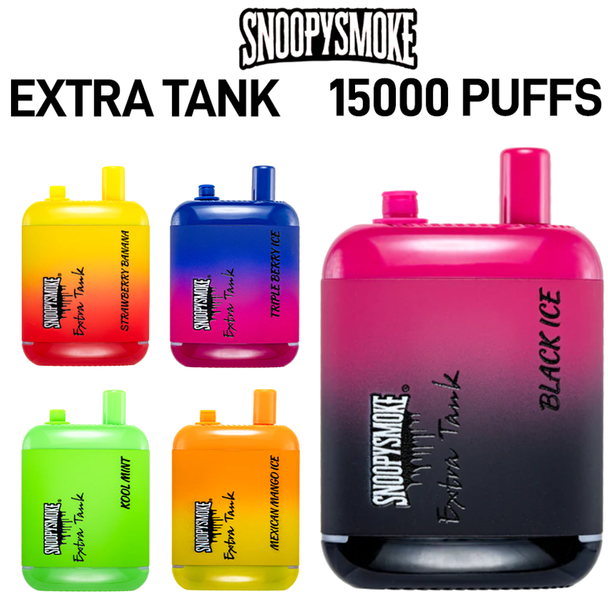 SNOOPY SMOKE EXTRA TANK 5% RECHARGEABLE DISPOSABLE 2x18ML 15000 PUFFS - 10CT DISPLAY