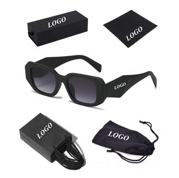 High Quality 2023 hexagon square custom Logo shades designer luxury ladies logo