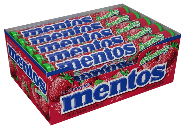 MENTOS STRABRY ROLL 15CT 24/CS