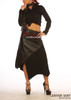 Real Leather and Wool Panelled Skirt - Front View
