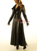  Ladies Black Leather Full Length Dress Coat Burlesque Alternative Clothing image 3
