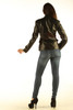 Ladies Leather Blazer Jacket Classic Coat back view