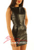 Two Tone Leather Mini Dress Sleeveless Light Top MD80 side close up