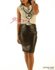 Leather Black Pencil Skirt - Front View