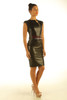 Lavish Soft Black Leather midi Dress Zip Front Top Calf Length side