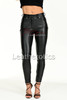 Tight leather trousers with ankle zip