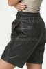 Black leather shorts perforated - details